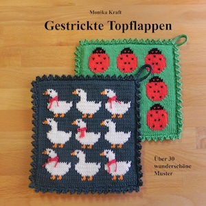 Knitted potholders, book with knitting patterns for over 30 different models, books, knitting, knitting patterns, language German
