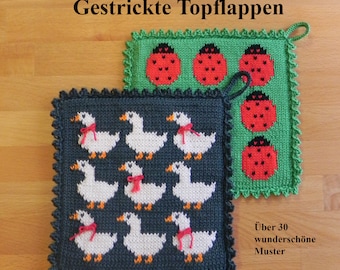 Gestrickte Topflappen, Buch mit Strickanleitungen zu über 30 verschiedenen Modellen,  Bücher, Stricken, Strickanleitungen, Sprache Deutsch