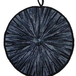 鍋つかみ、黒とカラフル、丸型、コースター、キッチン、料理、食品、織物、黒、家、リビング、誕生日、喪