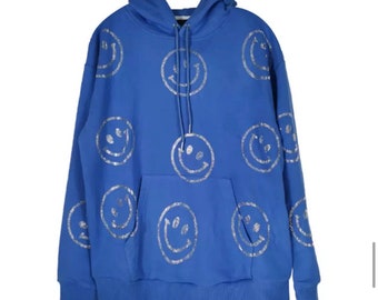 smiley face rhinestone hoodie