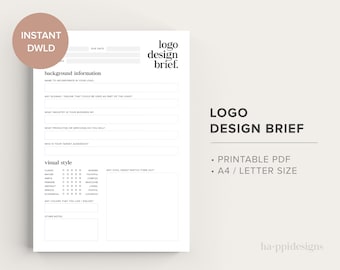 Logo Design Brief – Printable PDF – A4 & Letter Format – Creative Brief – Kundenfragebogen – Sofortiger Download