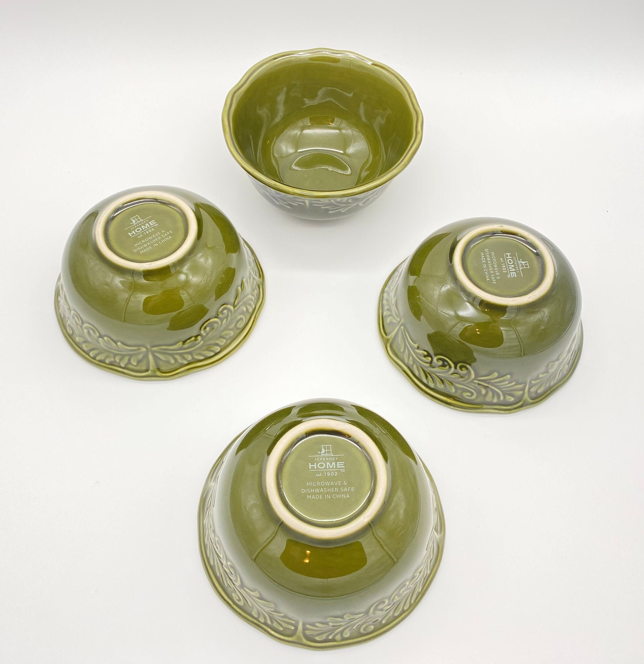 16piece JC Penney Amberly Dinnerware Set, Stoneware, Olive Green Etsy