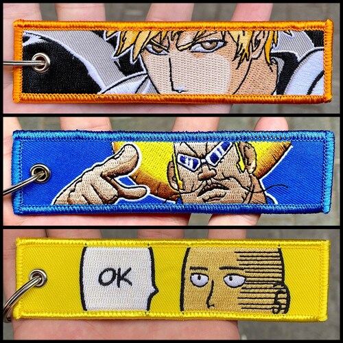Embroidered Keytags Anime Keychain Etsy