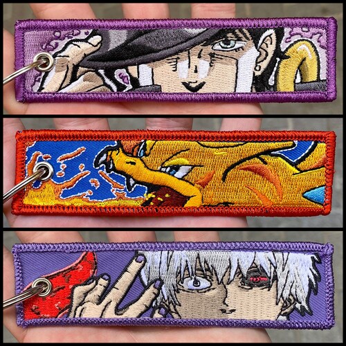 Embroidered Keytags Anime Keychain Etsy