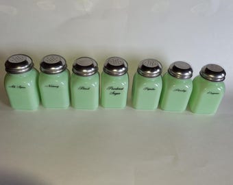 Vintage Jadeite Spice Jars