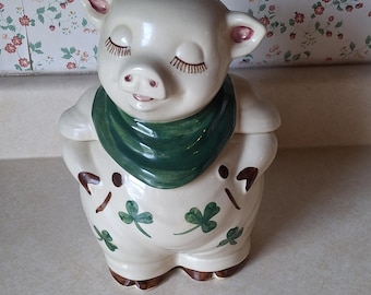 Rare Vintage Shawnee Smiley Pig "Shamrock" Cookie Jar Made in USA