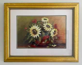 Stunning 'Vase of Sunflowers' Still Life by Hugo Kobald | Original Oil Painting on Canvasboard | Signed by the Artist | Impressively Framed