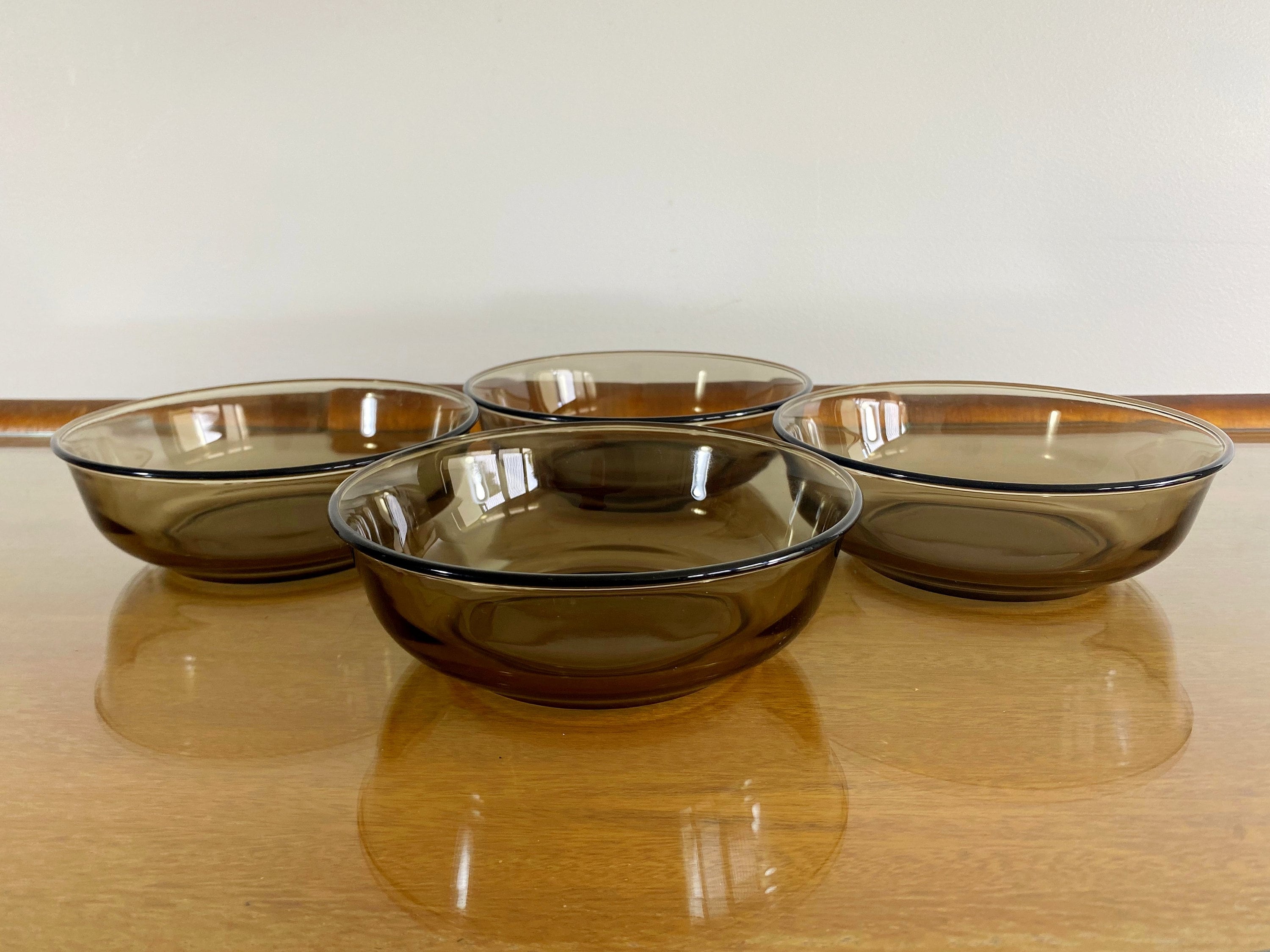 Set 4 Vintage 70s-Style Polish-Ceramic Sahara Brown Gradient Soup Cereal Bowls 