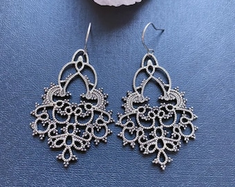 Silver chandelier earrings, Boho chandelier dangle earrings, Vintage silver earrings, Bohemian statement earrings, Boho earrings for women