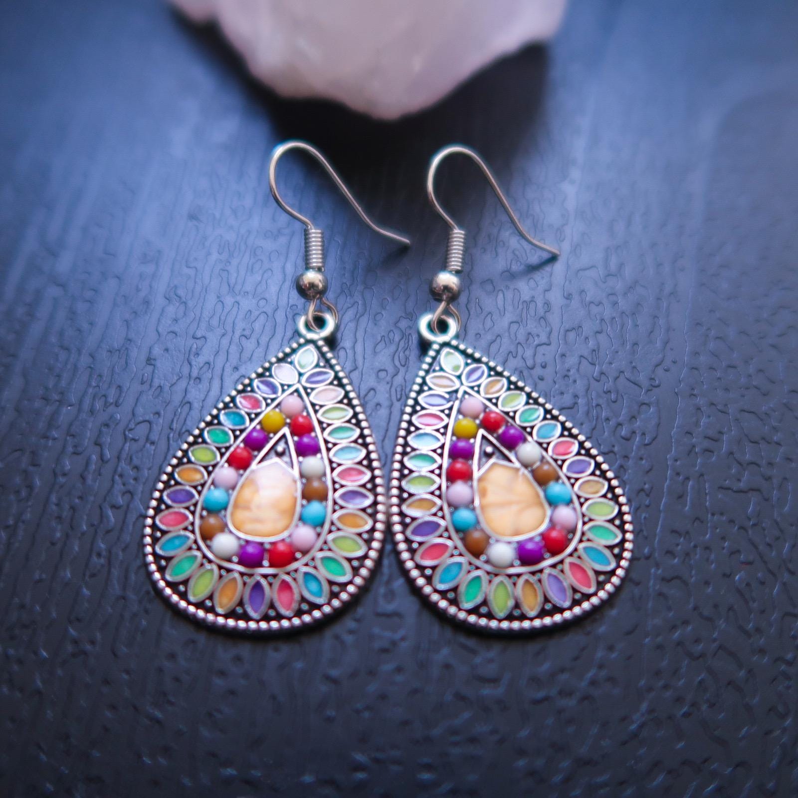 Handmade Bohemian Bead Dangle Earrings For Women - Teardrop Drop Earrings, Lightweight & Comfortable