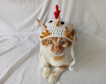 Chicken Hat for Cats and Dogs, Cute and Fun Crochet Pet Accessories, Animal Themed Beanie, Cat Mom Gifts