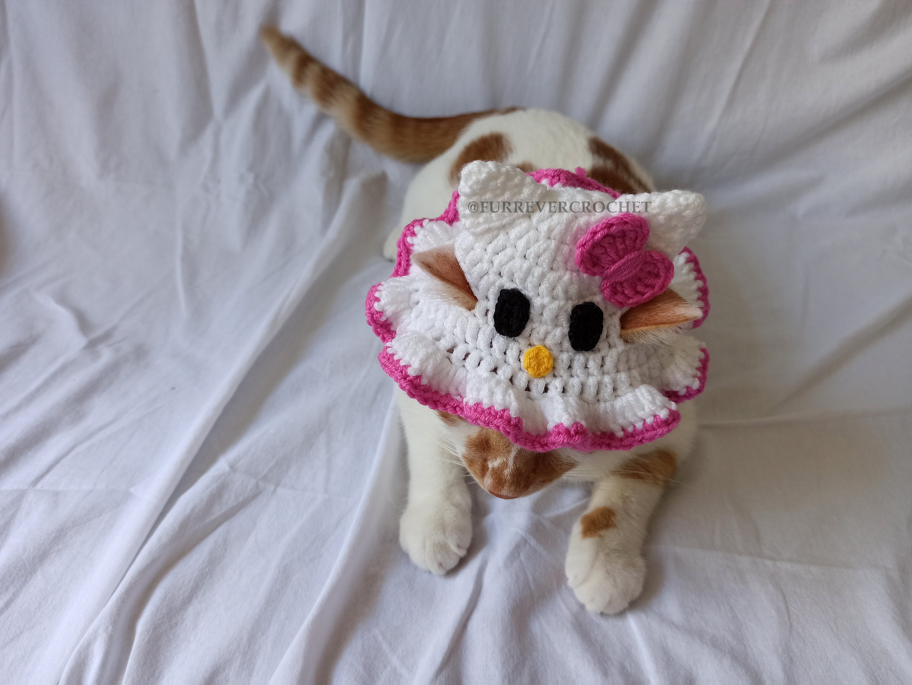 Hello Kitty Cat and Dog Bucket Hat, Crochet Pet Accessories With
