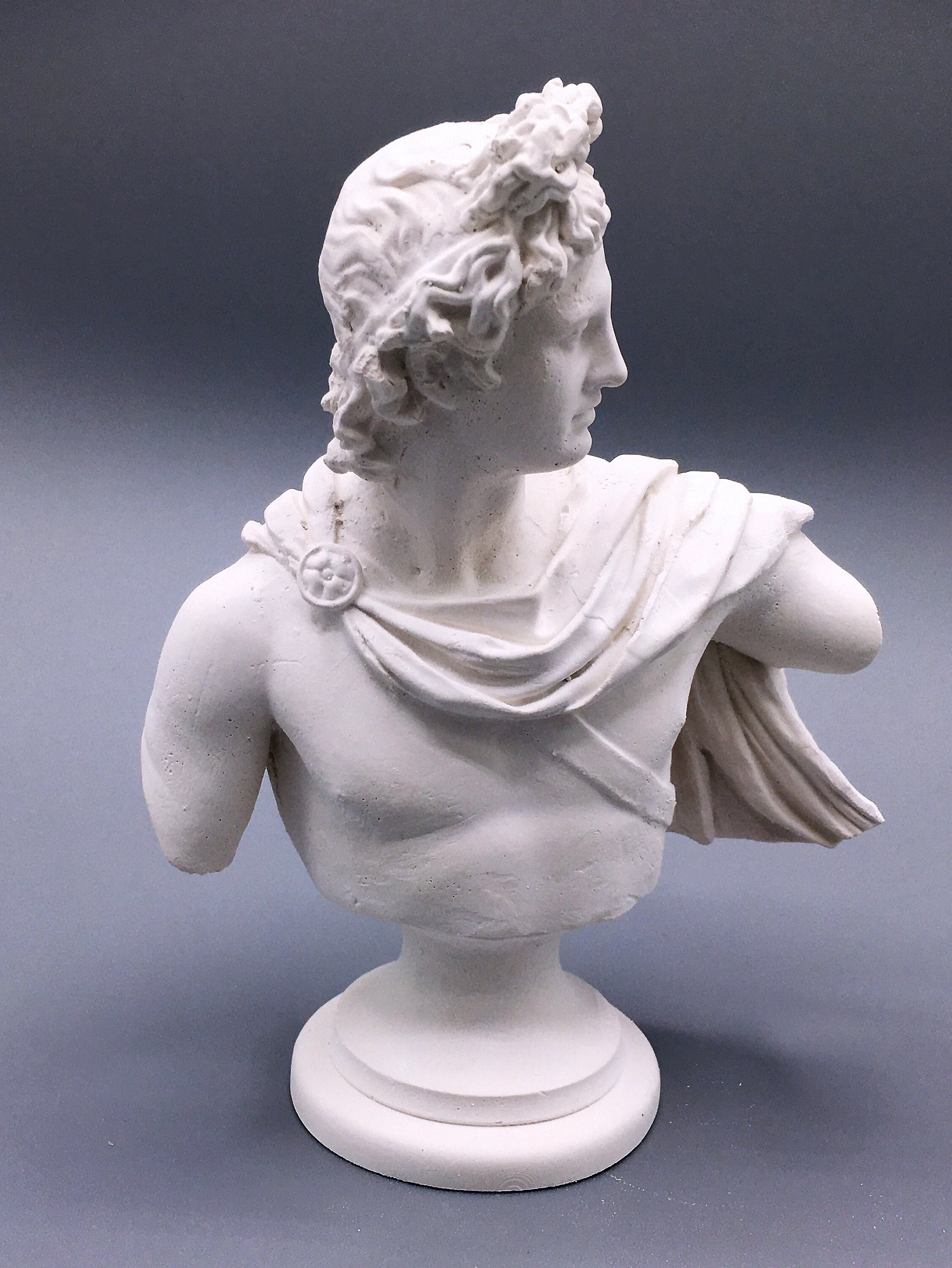 Sculpture de L'apollon Du Belvédère - Statue Blanche Gréco-Romaine Classique, Buste en Plâtre Blanc