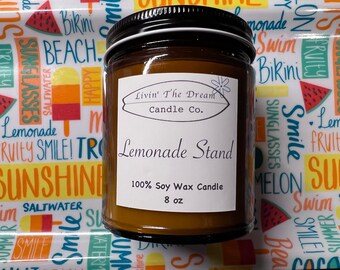 Lemonade Stand Scented Candle | 100% Soy Wax | 8 Oz