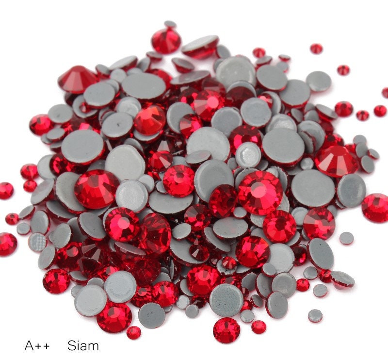 Light Siam Red Rhinestones Glass Non Hot Fix / Glue on Gems / Crystals of  Tumblers / Flat Back / Crystals for Bedazzling 