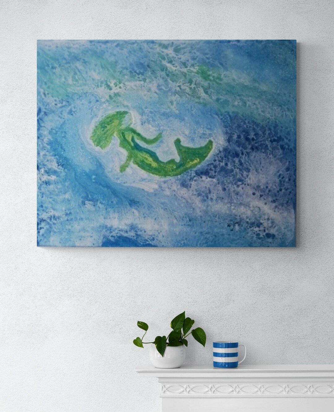 Abstract Mermaid Acrylic Painting: 16x20 Fantasy Ocean Art - Etsy