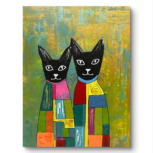 Animal cats Original Painting  Cats, Home decor. Wall Art , cats painting. Gift art. Art  decor cats Cats Abstraction