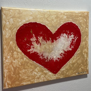 Red Heart Painting Abstraction Heart Wall Decor Small   Original Gift Valentine’s Day Gifting
