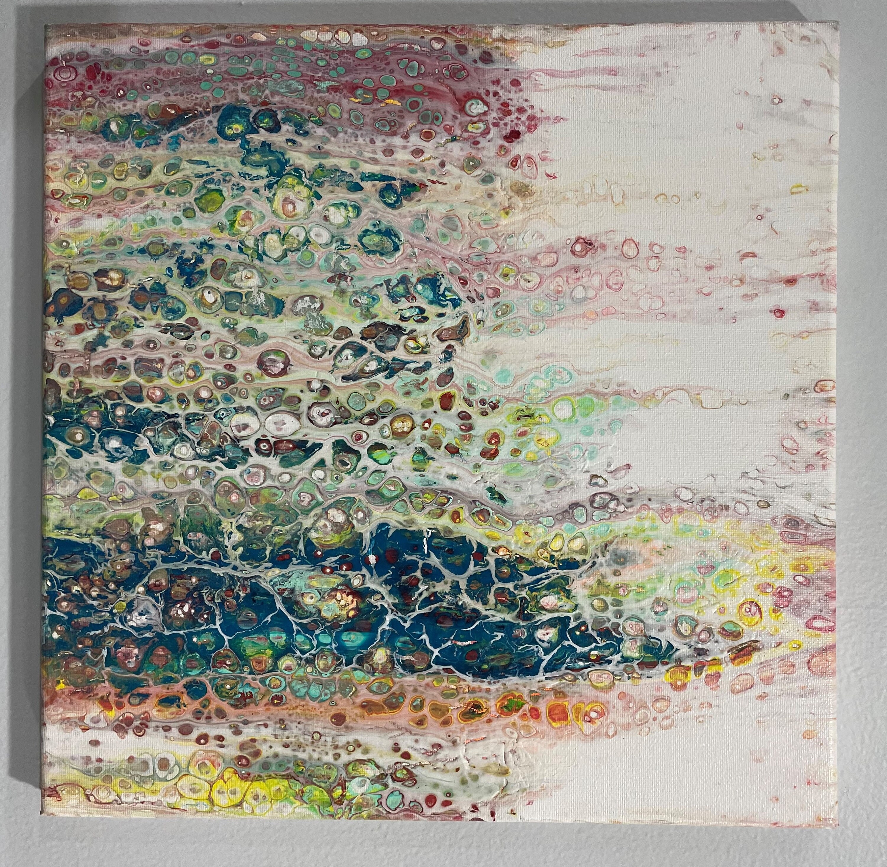 流動的な抽象画：モダンアクリルアート、12x12 キャンバス - Etsy 日本