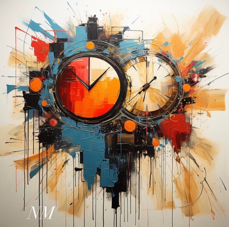Abstract Clock Underline Time of Love Abstract Clock Art Print: Modern Home Decor (digital ...
