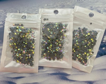 AB Crystal Hot Fix Rhinestones Mix: ss6-ss30 Sizes - 4 Packages