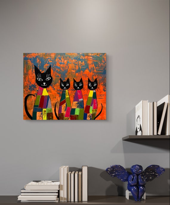 ねこつむりの世界の入口」F3サイズ 抽象猫のアクリル画 アート作品 徳島洋子作品 原画 絵画