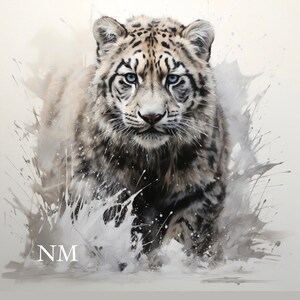 Blue Eyed White Tiger Art Print: Modern Wall Decor (Digital Download)