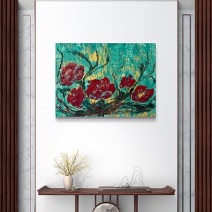 Texture abstraction, flowers. Acrylic paints, abstract painting Wall decor. Original abstract painting.Painting Flowers