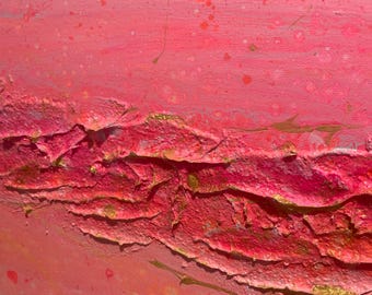 ピンクの抽象的なテクスチャアクリル絵画：モダンな家の壁の装飾