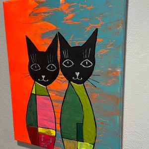 Original Art cats, Home decor. Wall Art , cats painting. Gift art. Art  decor cats, painting in the nursery.Cats Abstraction,original