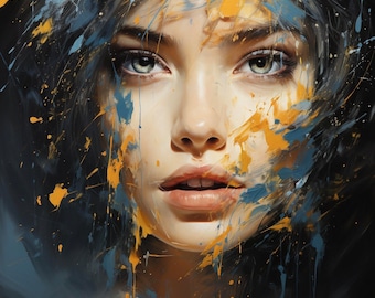 Woman Face Watercolor Art Print: Beauty Salon Decor (Digital Download)