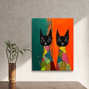 Cats Original Painting, Home decor. Wall Art , cats painting. Gift art. Art  decor cats, painting in the nursery.Cats Abstraction,