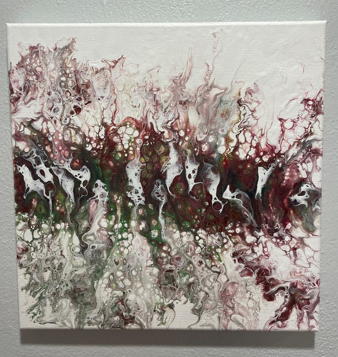 流動的なアクリル抽象画：モダンなホームデコレーション、12x12