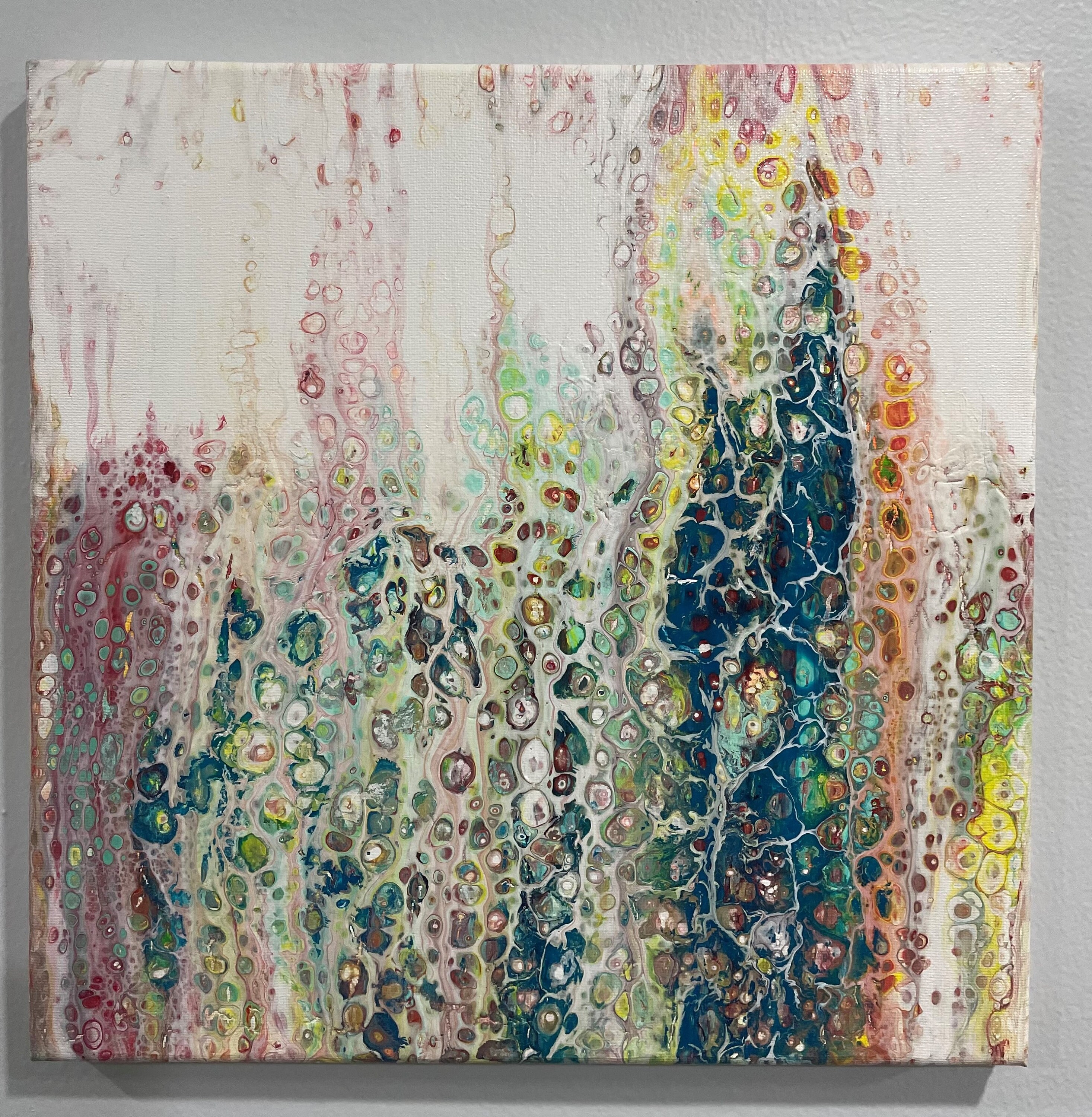 流動的な抽象画：モダンアクリルアート、12x12 キャンバス - Etsy 日本