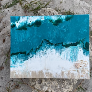 Painting &quot;Coastal breeze&quot; canvas 16x20, author&#39;s art painting, modern ocean art. Nautical art with seashells. Abstract art.  Gift art.