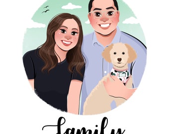 Regalo de Navidad, Retrato de pareja, Retrato personalizado, Ilustración personalizada, Ilustración de pareja, Retrato de familia, Regalo personalizado, Regalo para hombres