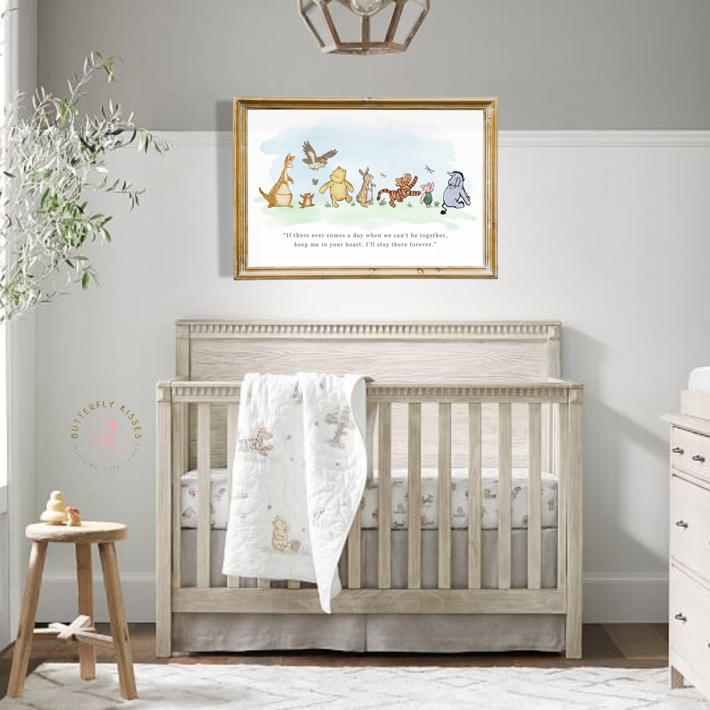 Classic Winnie the Pooh & Friends Nursery Art Print With Caring