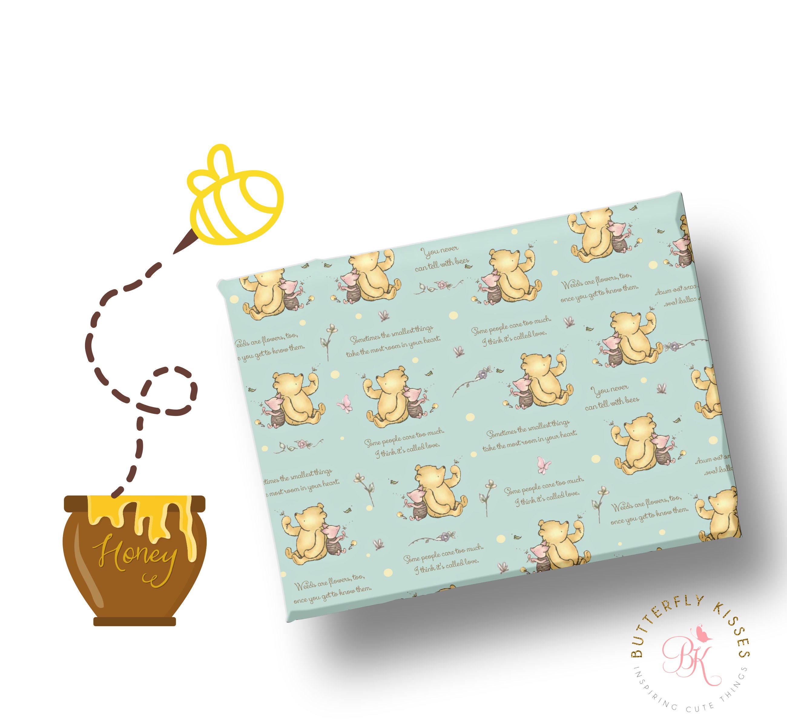 Vtg Lot Of 6 Winnie The Pooh Wrapping Paper Baby Shower Gift 2
