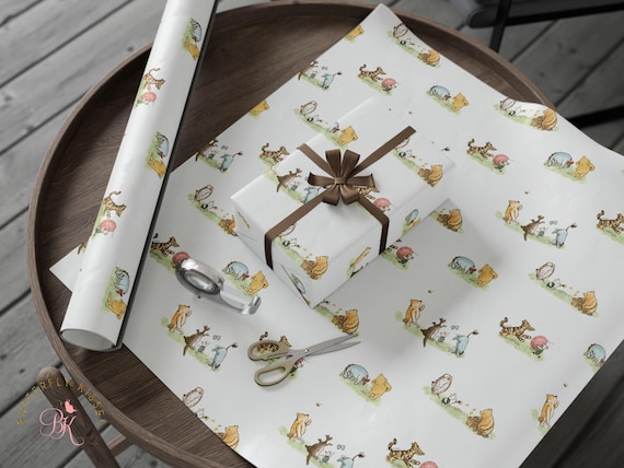 Wrapping Paper Classic Winnie the Pooh style 2 | First Birthday Gift | Piglet Wrapping Paper | Eeyore Christmas Wrap | Baby Shower Gift