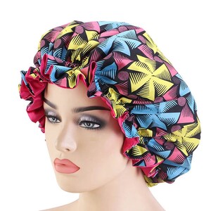 African Print Women Large Satin Lined Reversible Bonnet For Women Double layer Headwrap Lady Night Hair Hat High Quality Sleep Cap