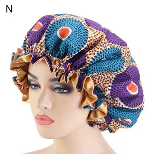 African Print Women Large Satin Lined Reversible Bonnet For Women Double layer Headwrap Lady Night Hair Hat High Quality Sleep Cap