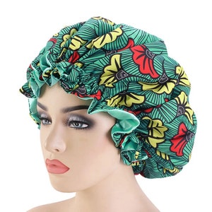 African Print Women Large Satin Lined Reversible Bonnet For Women Double layer Headwrap Lady Night Hair Hat High Quality Sleep Cap