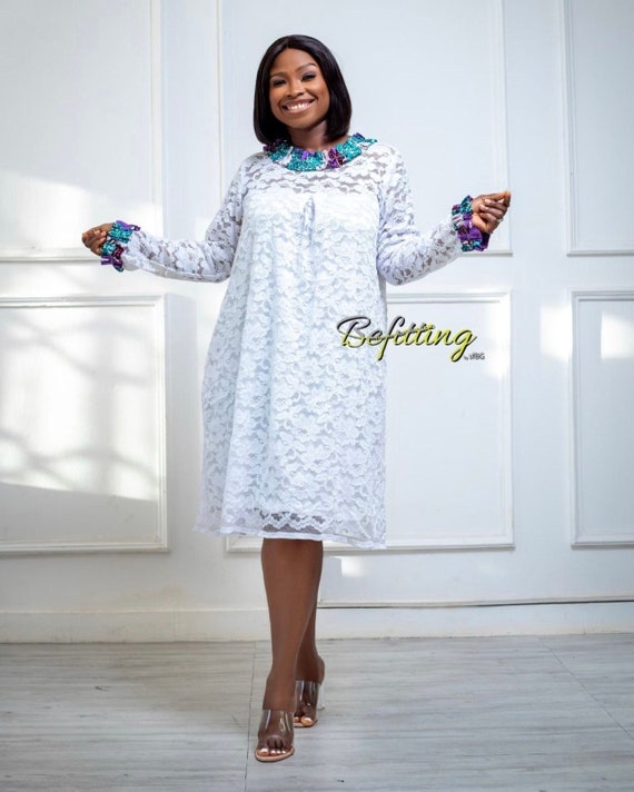 Women Long Sleeves Lace Dress Knee 
