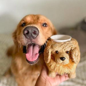 Maceta estilo Chibi Golden Retriever, cesta de abacá tejida a mano para plantas y decoración del hogar.