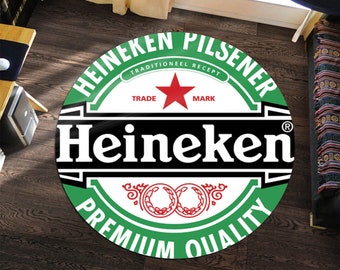 Heineken Teppich, Heineken Bier Wollteppich, Runder Teppich, Gamerzimmer Teppich, Teppich für Wohnzimmer, Wohnzimmerteppich, Minimalistischer Teppich, Bier Geschenke