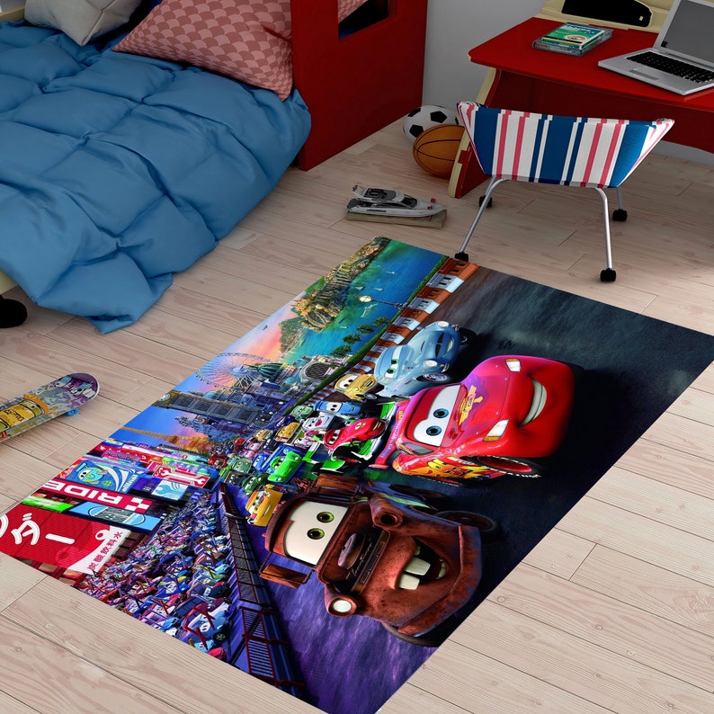 Lightning Mcqueen Rug Cars Movie Rug Kids Room Rug Nursery Etsy