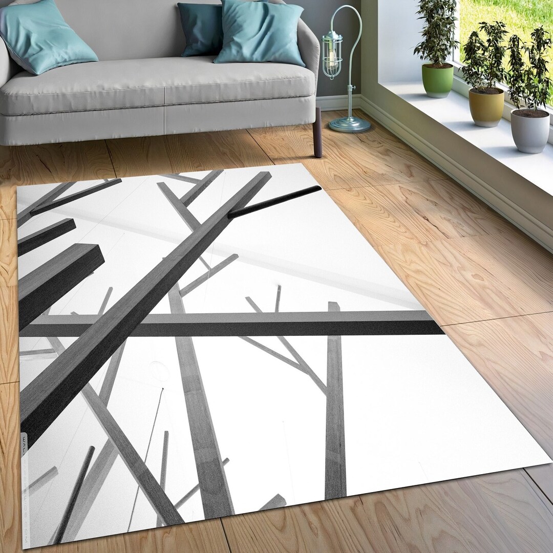 Black and White Art Rug Aesthetic Rug Abstract Rug Area Rug Etsy