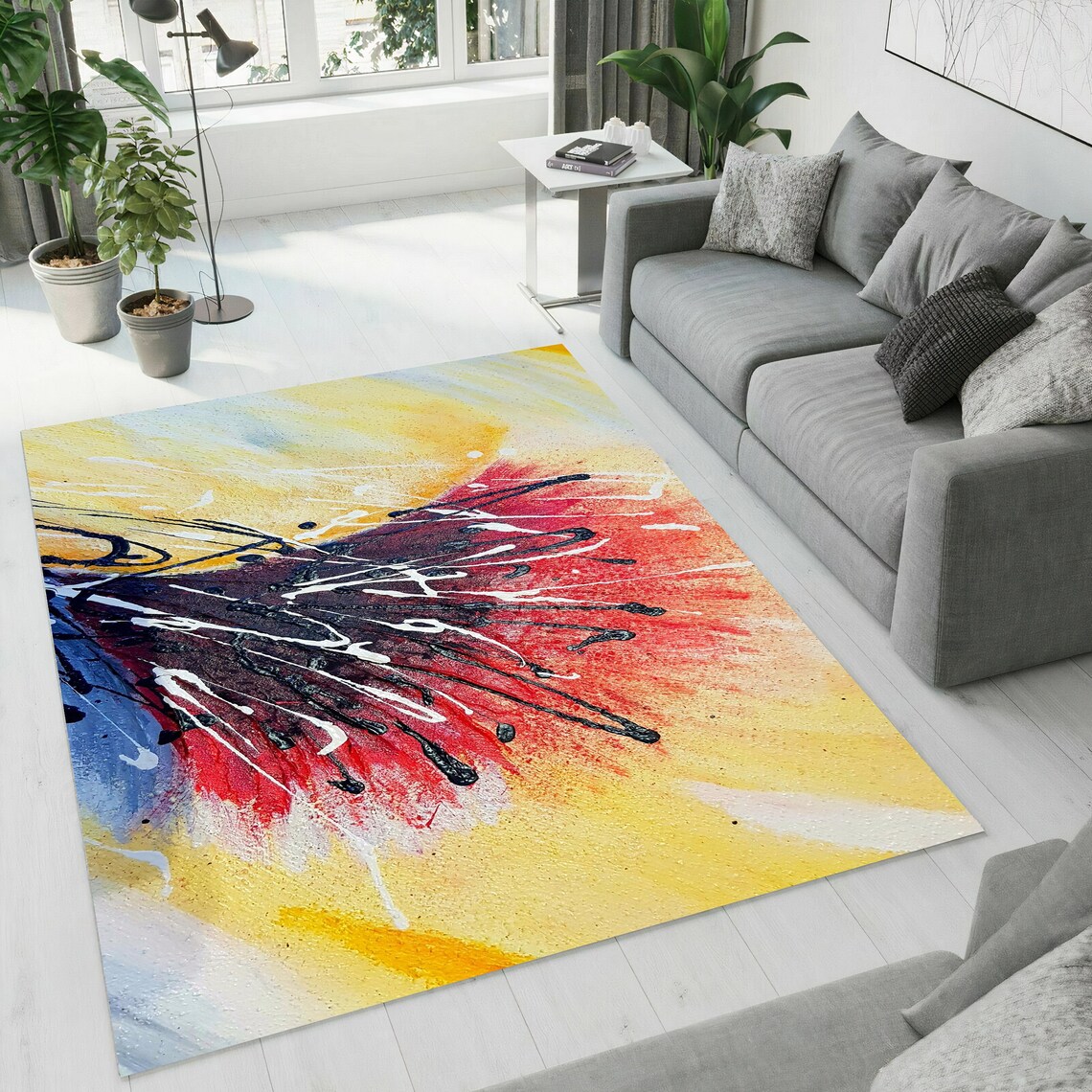 Abstract Rug Area Rug With Abstract Art Rugs for Living Etsy