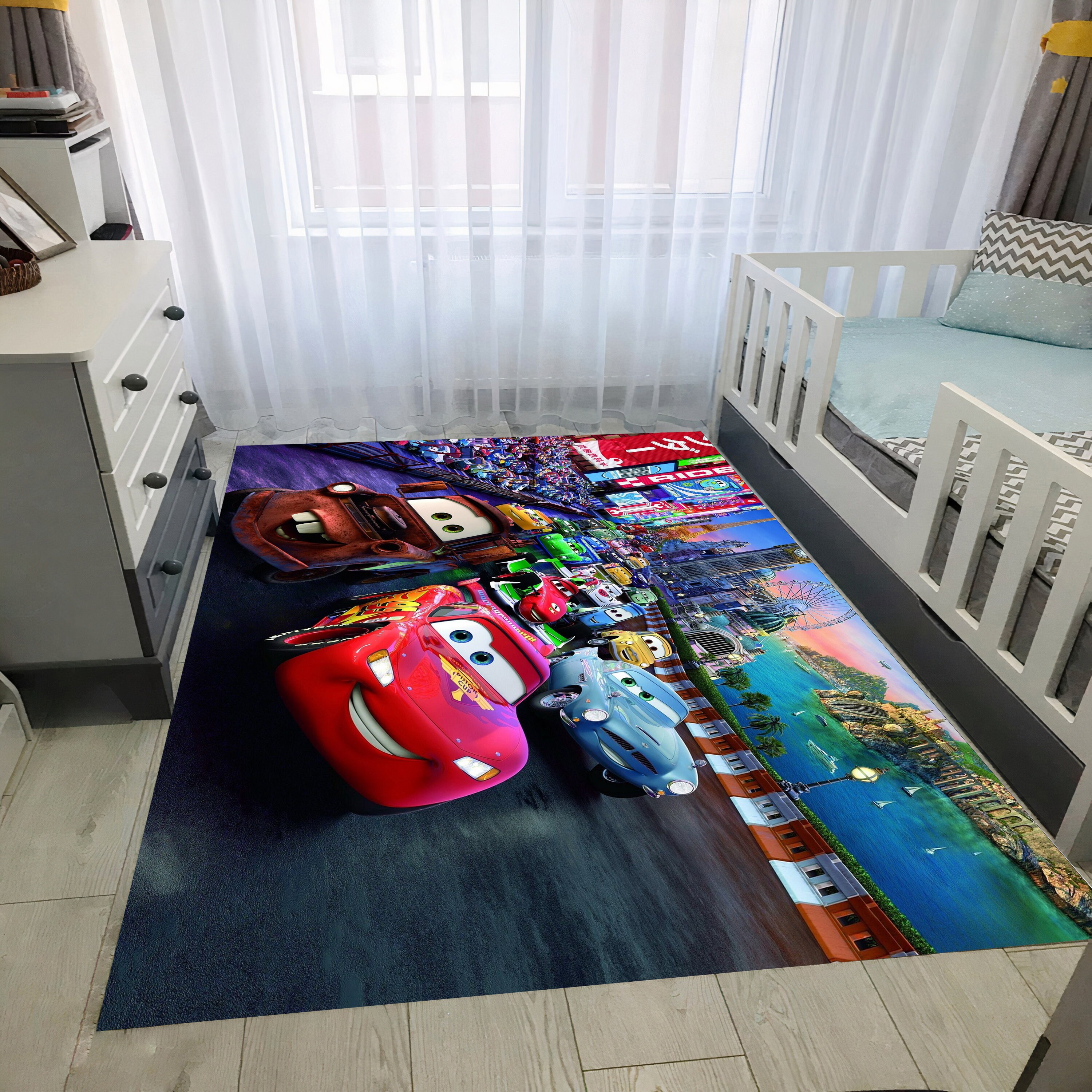 Lightning McQueen Rug, Cars Movie Rug, Kids Room Rug, Nursery Rug, Cute Rug sold by Rosetta