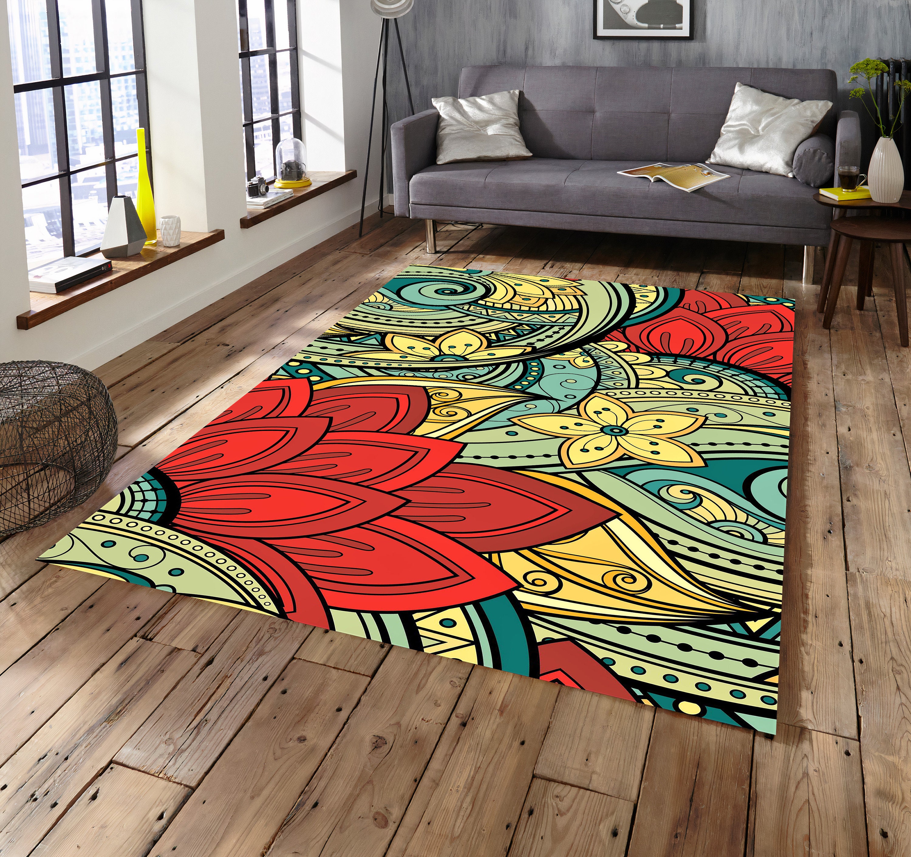 Discover Flower Rug, Colorful Rug, Rug for Living Room, Rug for Bedroom, Modern Rug, Popular Rug